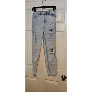 Cello Womens High Rise Acid Wash Distressed Mom Jeans Blue Size 9‎ WV76220LTD